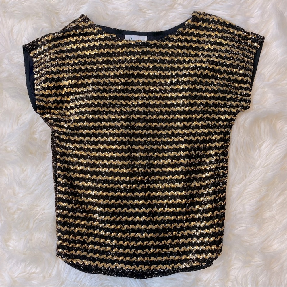 Vintage 80s Gold Sequin Black Shirt​